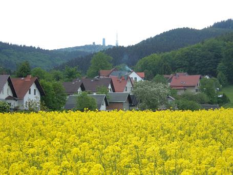 Der Inselsberg über dem Ortsteil Cabarz